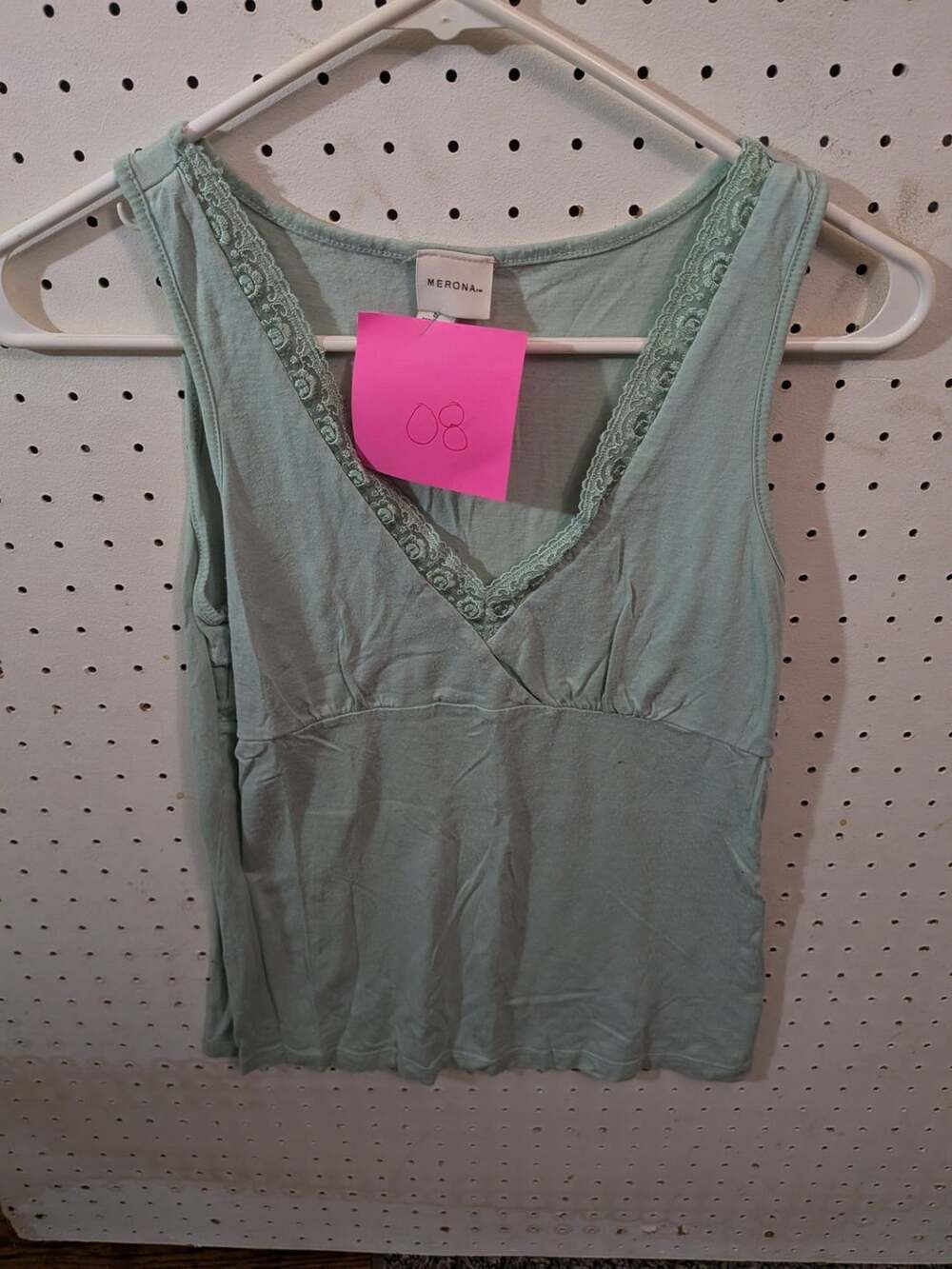 Merona Mint Green Lace Trim V-Neck Sleeveless Tank Top